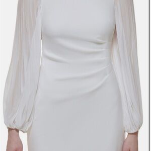 Elegant White Long-Sleeve Dress